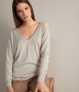 V-neck Maxi Sweater in Cashmere Ultrafine
