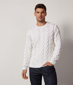 Jersey de cuello redondo con motivo pescador en lana merina