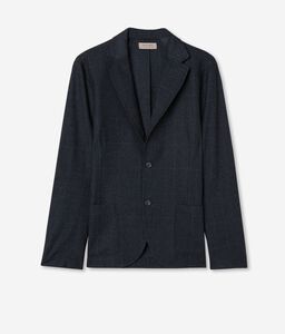 Glen Plaid Wool Jersey Jacket