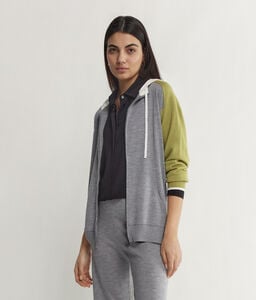 Color Block Cashmere Zip-Up Sweatshirt