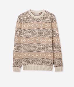 Round-Neck Two-Tone Jacquard Wool Jumper