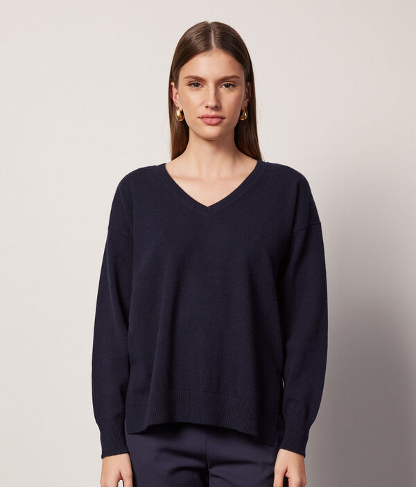 Ultrasoft Cashmere V-Neck Sweater with Slits