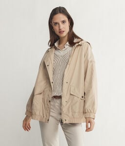 Cashmere technical short jacket with hood