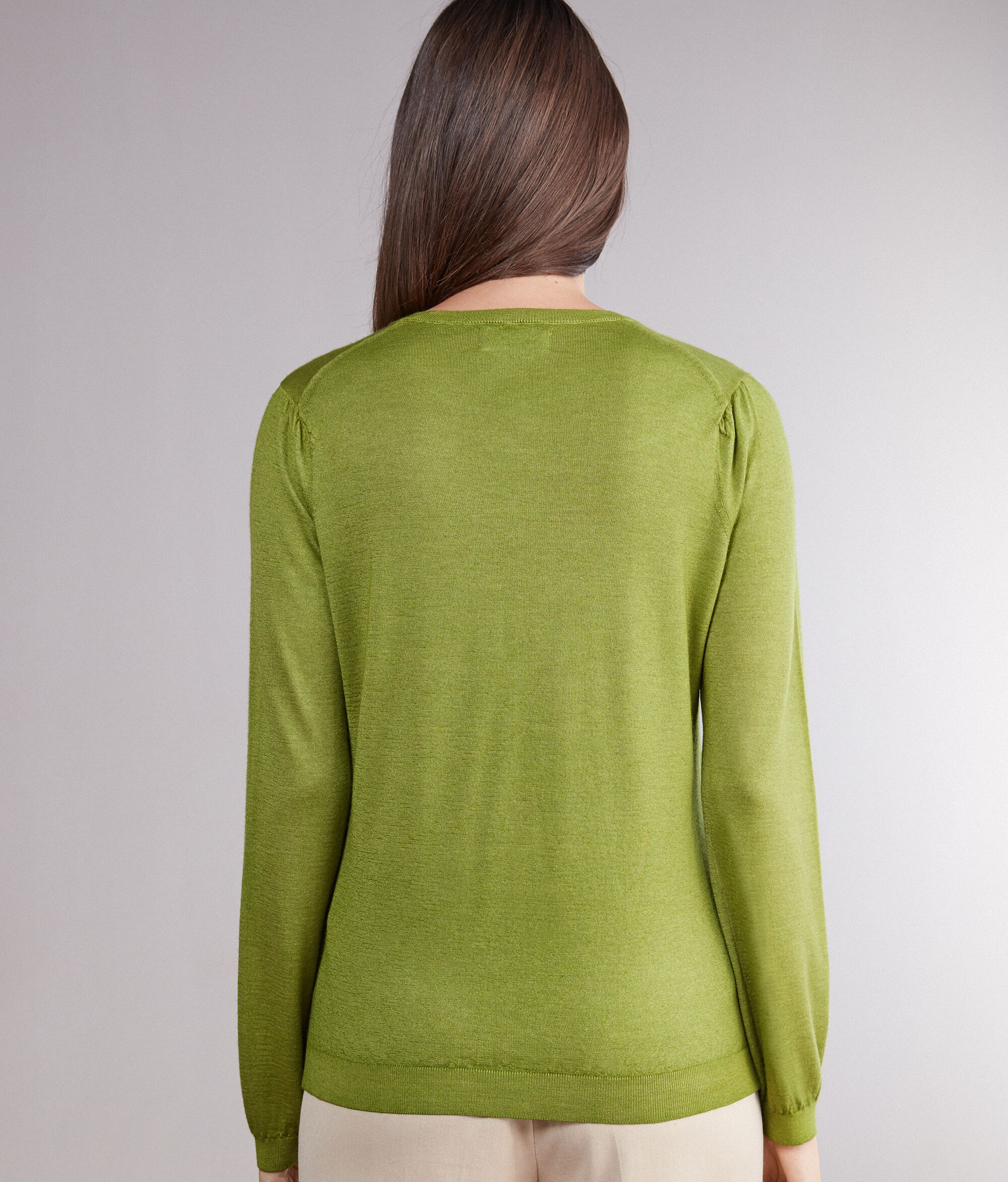 Ultrafine Cashmere Cardigan with Flounce Sleeves