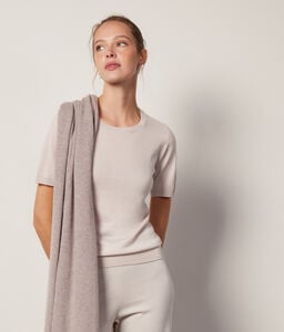 Ultrafine Cashmere Crewneck Sweater with Short Sleeves