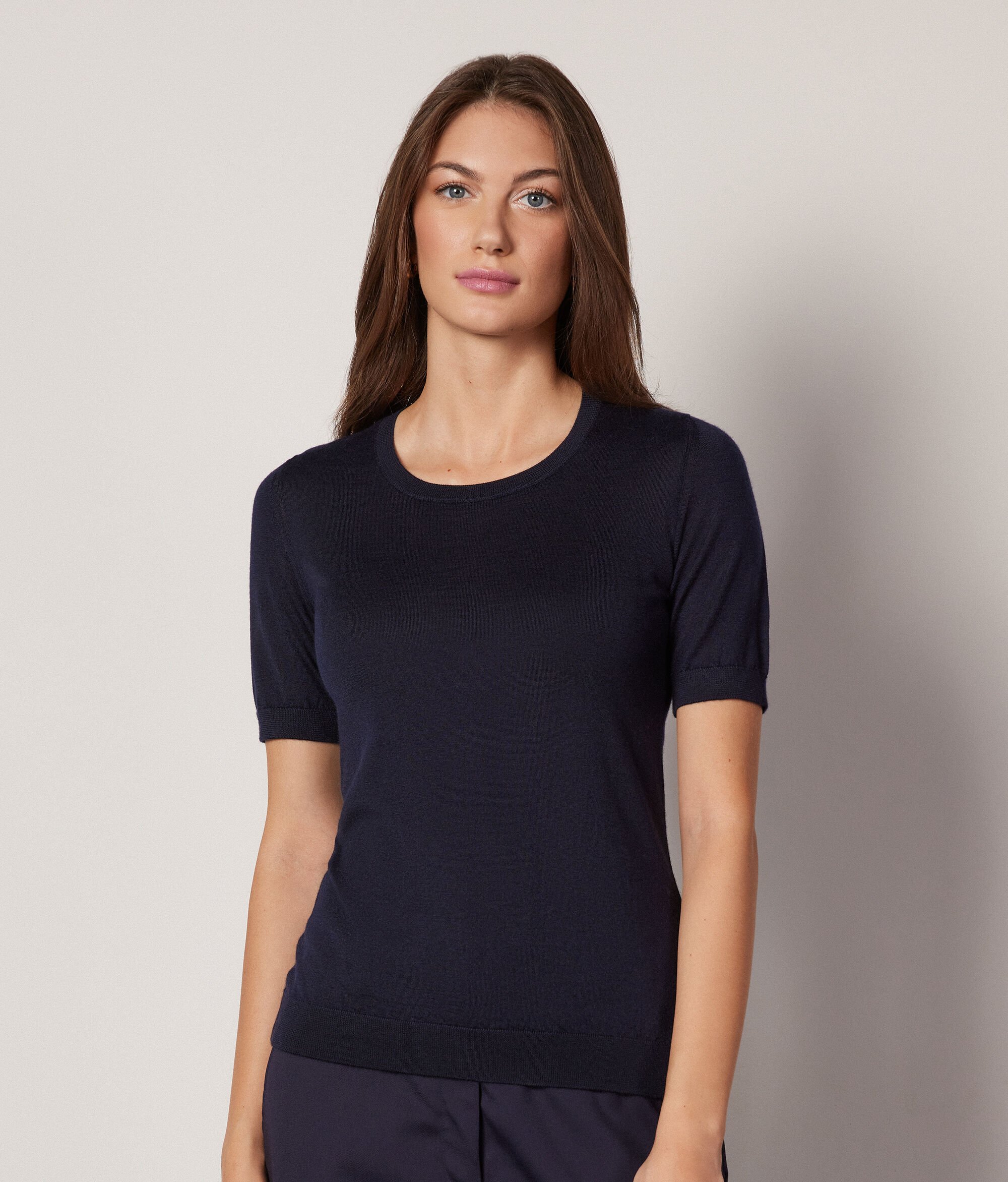 Ultrafine Cashmere Crewneck Sweater with Short Sleeves
