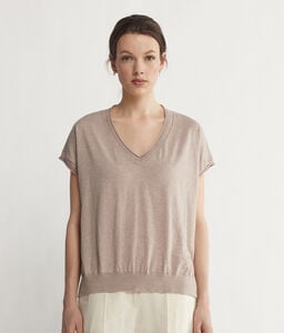 V Neck Sweater with Short Sleeves