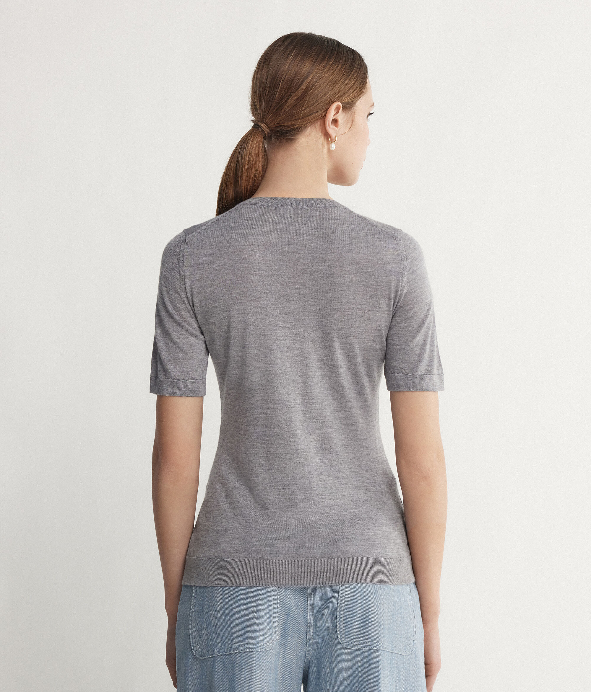 Short-Sleeved Round-Neck Ultrafine Cashmere Top