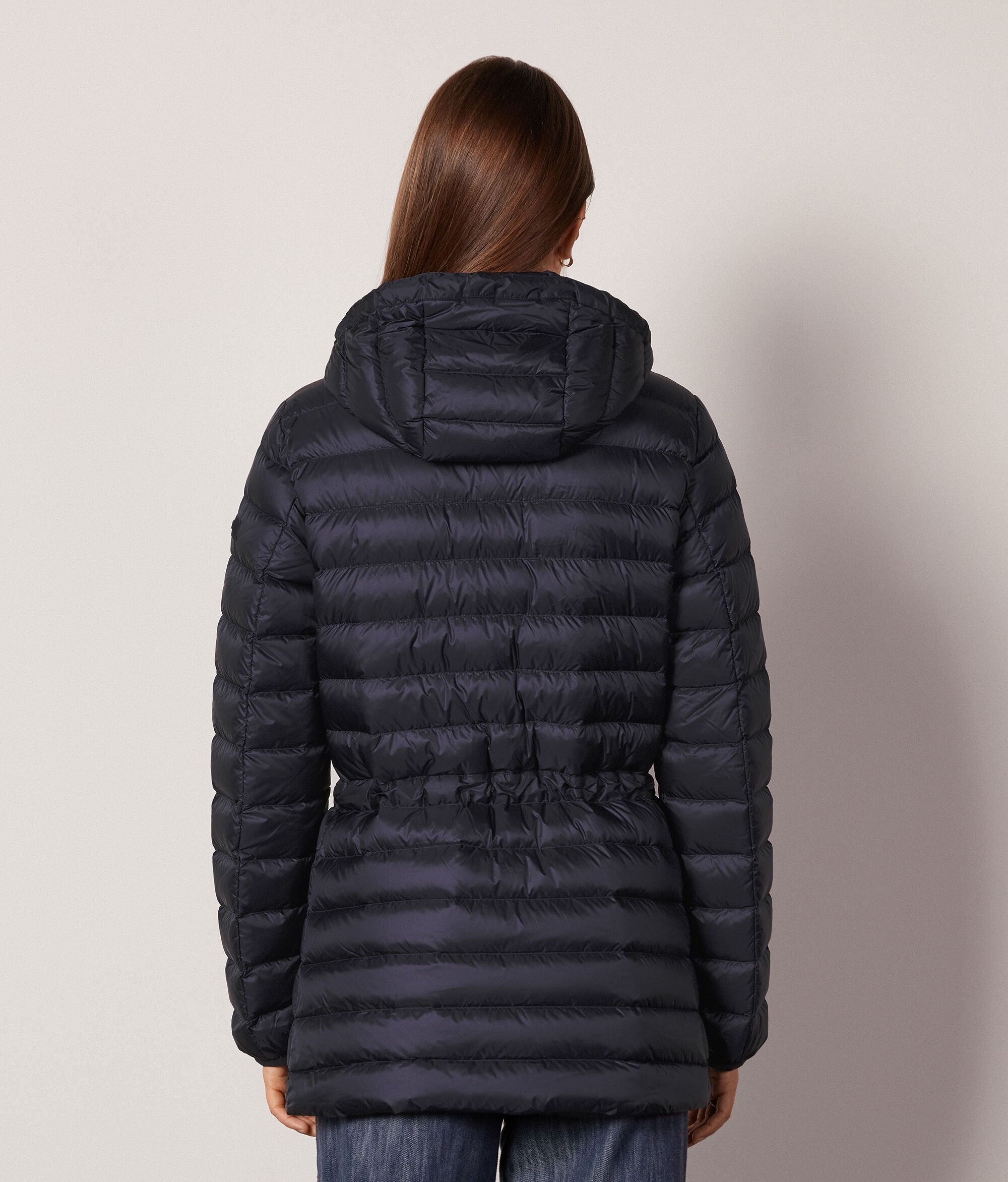 Short Quilted Jacket with Hood and Drawstring