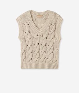 Cable-Knit Cropped Vest