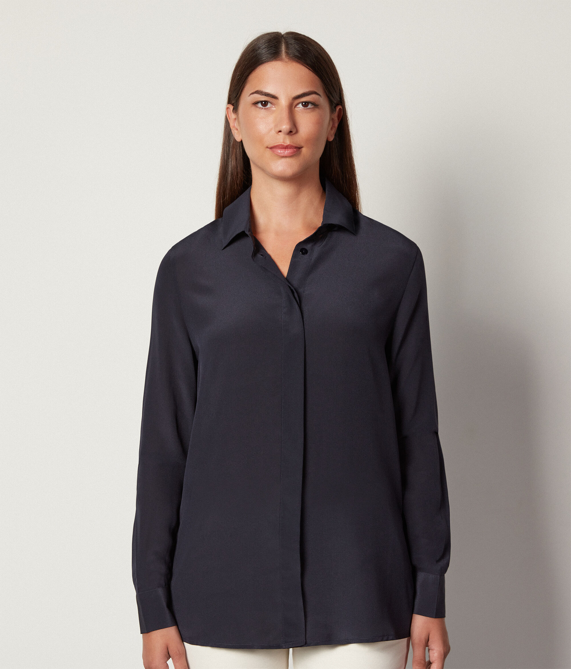 Silk Blouse with Small Collar