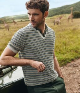 Striped Short-Sleeved Polo Shirt