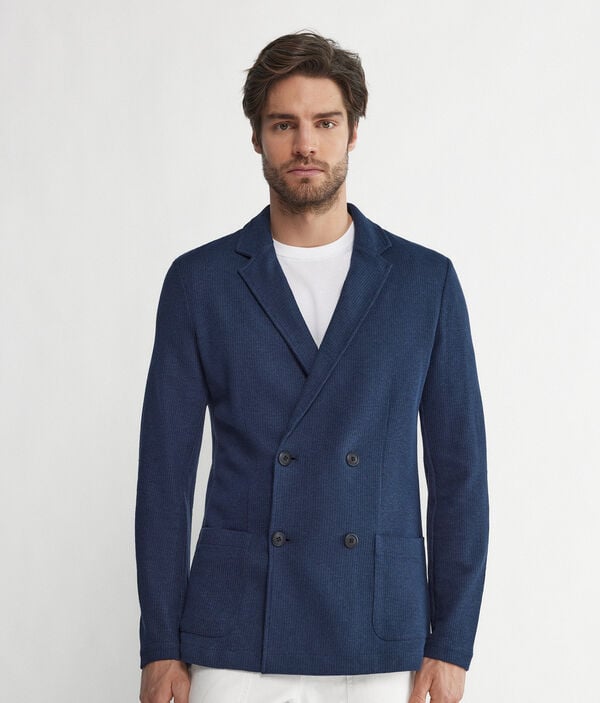 Double-Breasted Multi-Linen Jacket