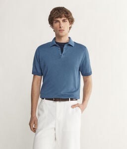 Short-Sleeve Linen Cotton Polo Shirt