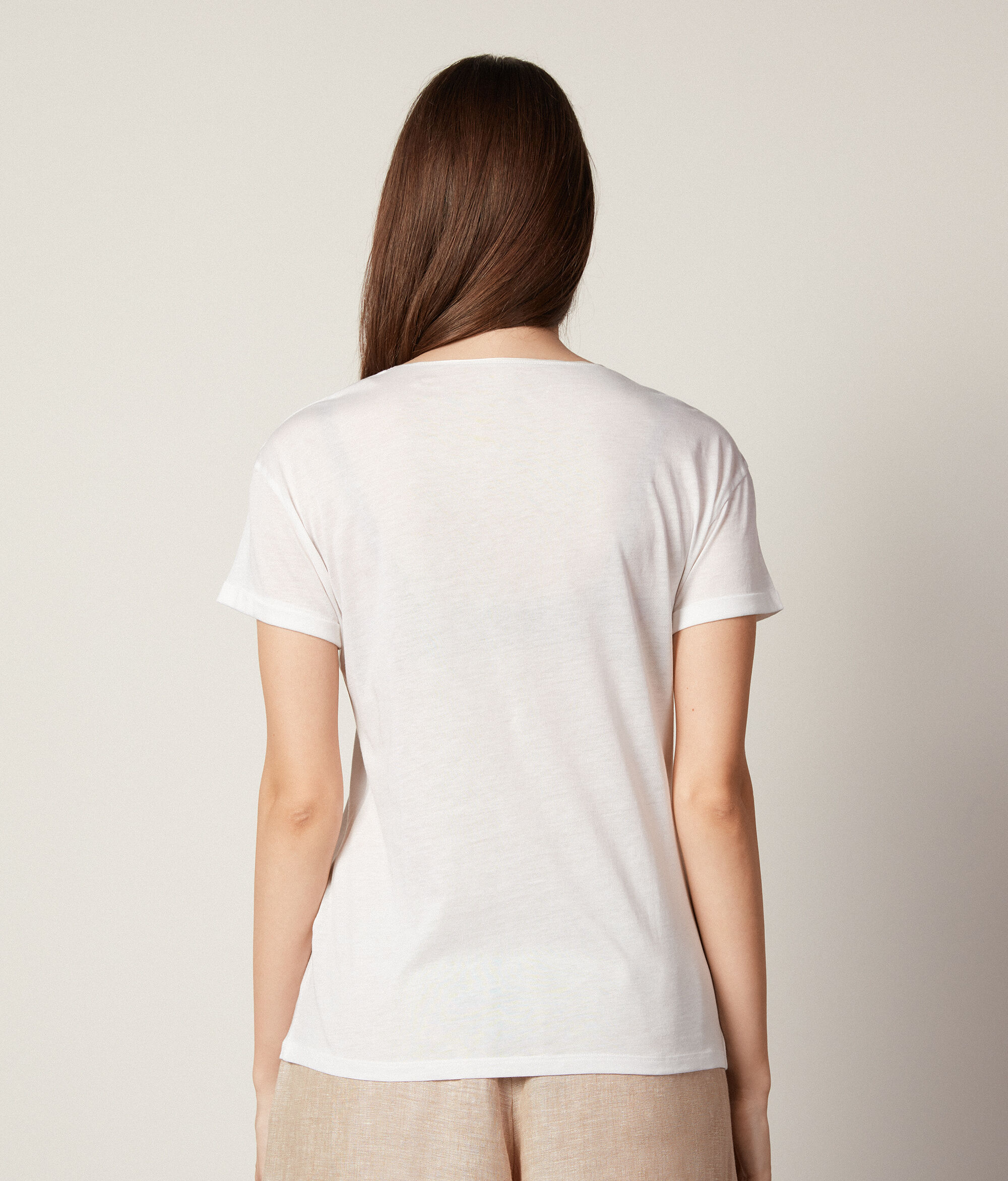 Round-Neck Cotton and Silk T-Shirt