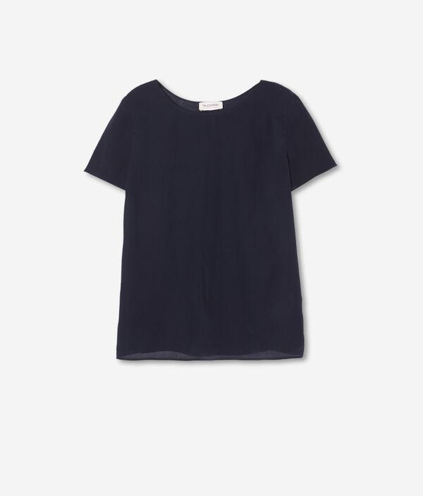 Round-Neck Silk T-Shirt