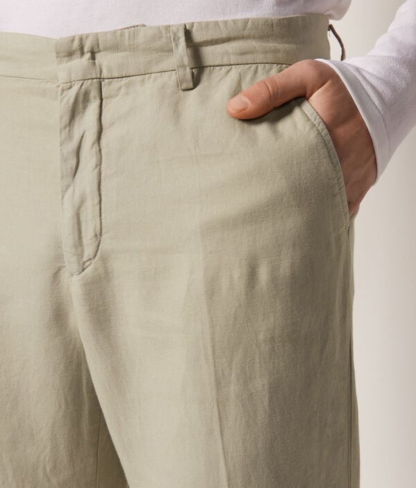 Pantalon chino en lin et coton