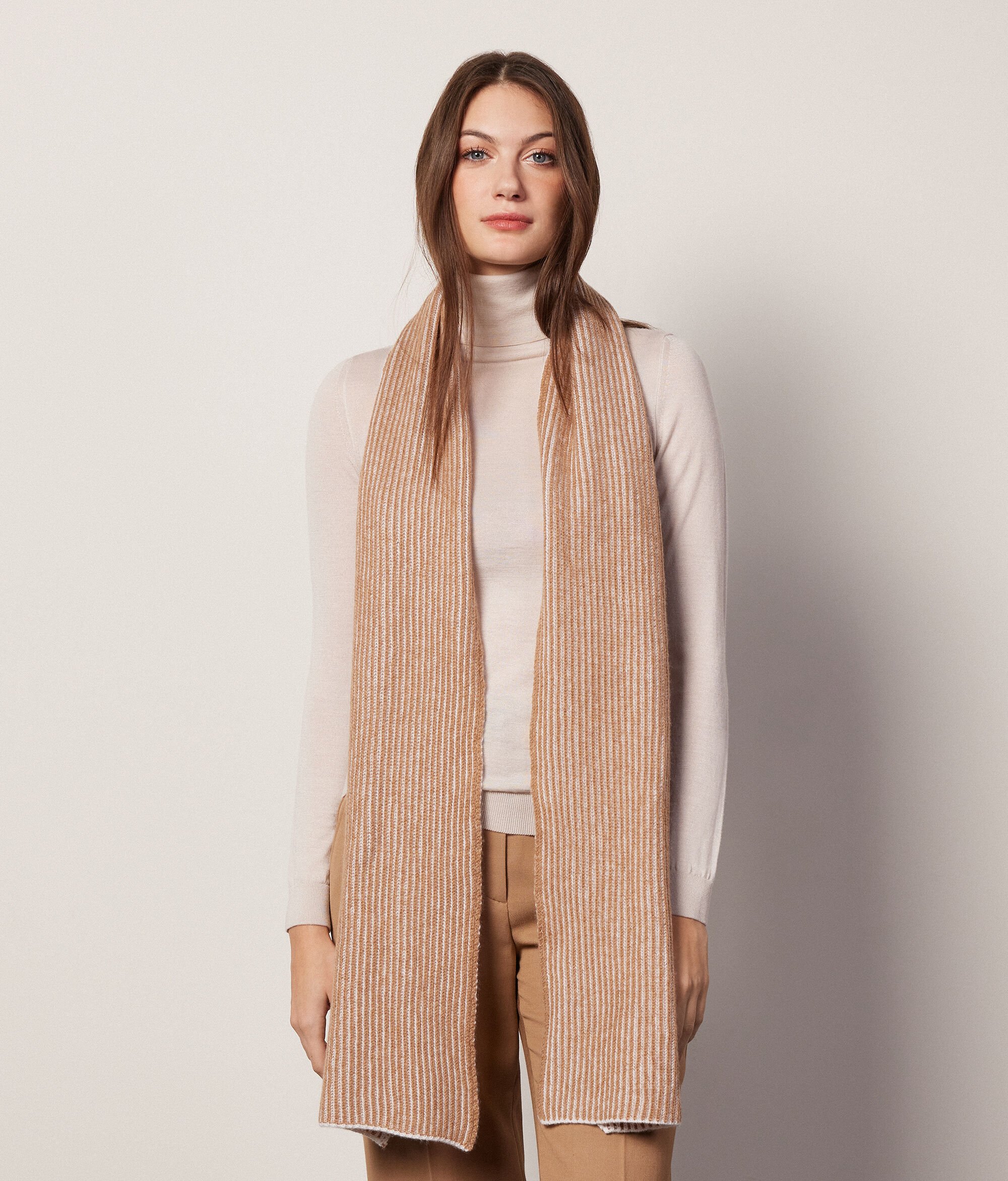 Two-Toned Ribbed Ultrasoft Cashmere Scarf