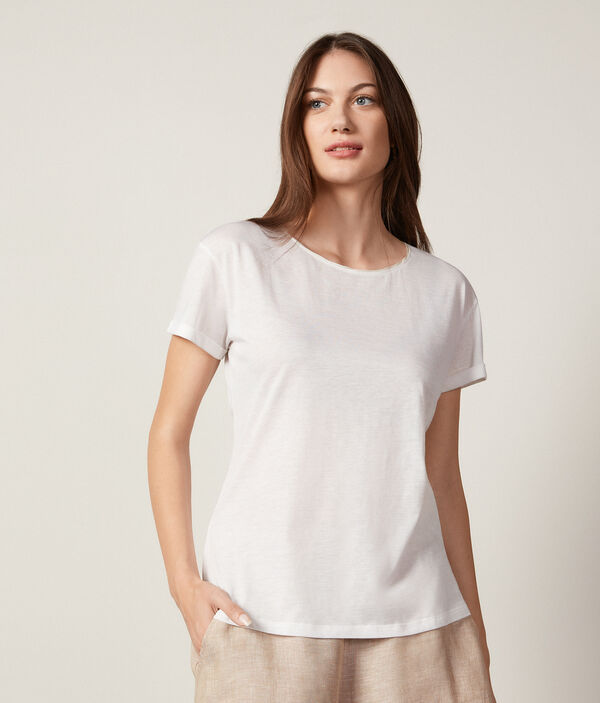 Round-Neck Cotton and Silk T-Shirt