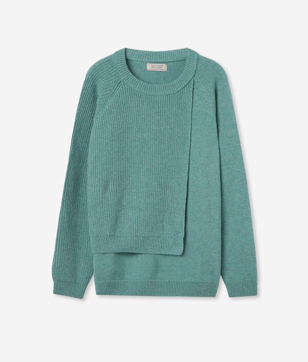 Crewneck Sweater in Ultrasoft Cashmere with Panel
