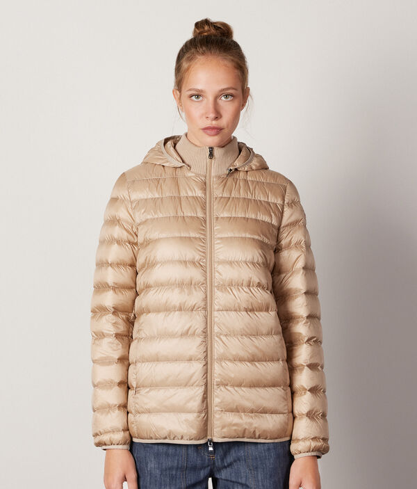 Short Quilted Jacket with Removable Hood
