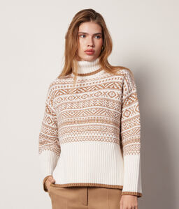 Lamé Wool Turtleneck Sweater