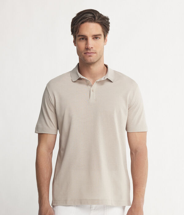 Short-Sleeved Cotton Silk Piqué Polo Shirt