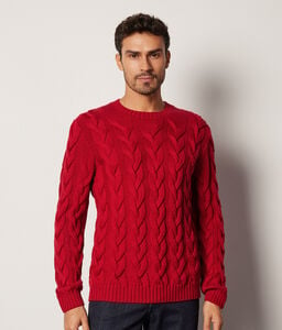 Jersey de cuello redondo con motivo pescador en lana merina