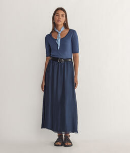Lamé Knit Dress with Silk and Viscose Skirt