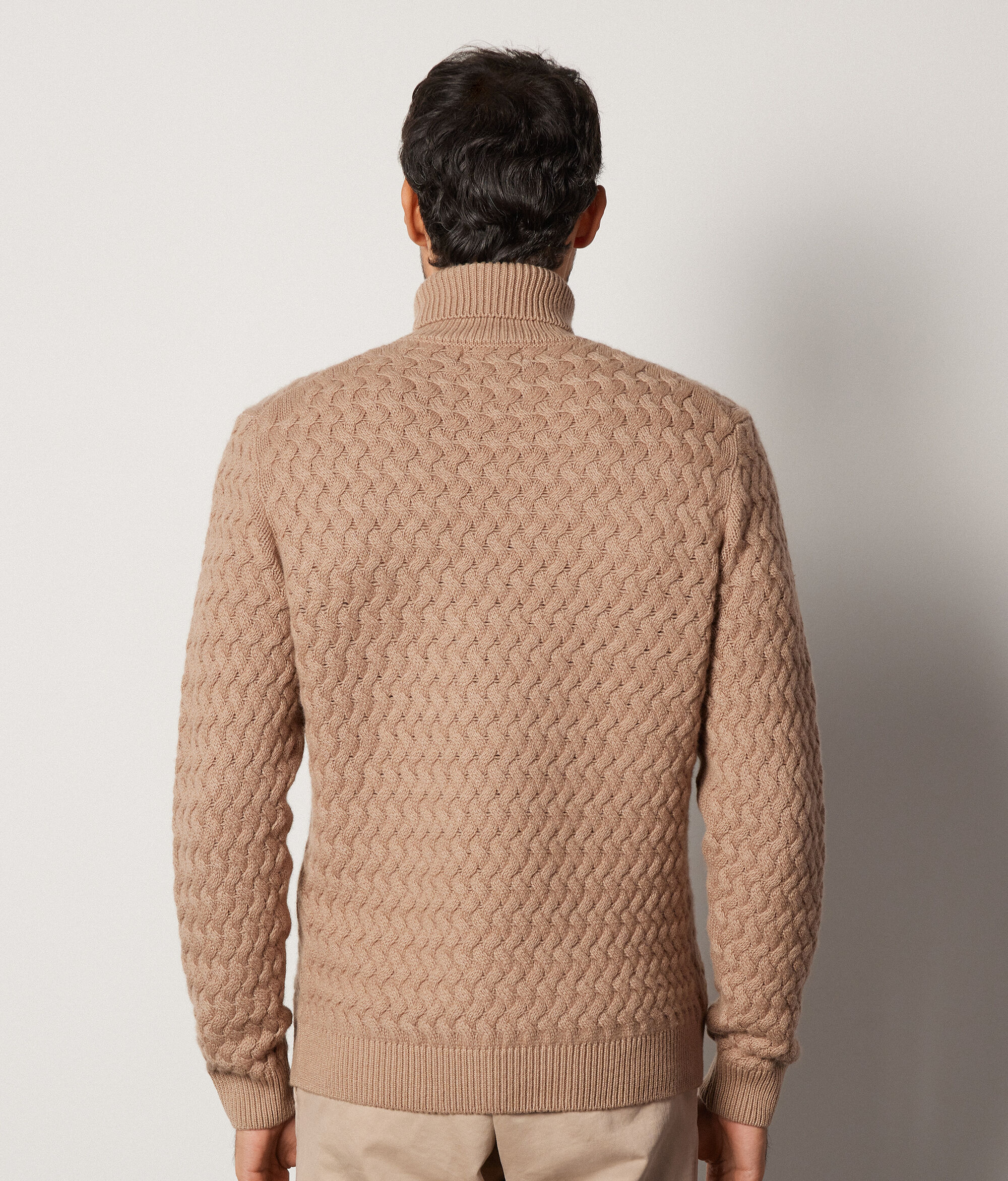 Ultrasoft Cashmere Braided Turtleneck Sweater