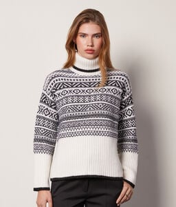 Hochgeschlossener Pullover aus Lamé-Wolle