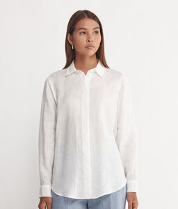 Long-Sleeved Linen Shirt
