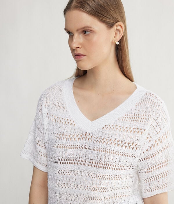 Κοντομάνικη Μπλούζα με Αζούρ Crochet