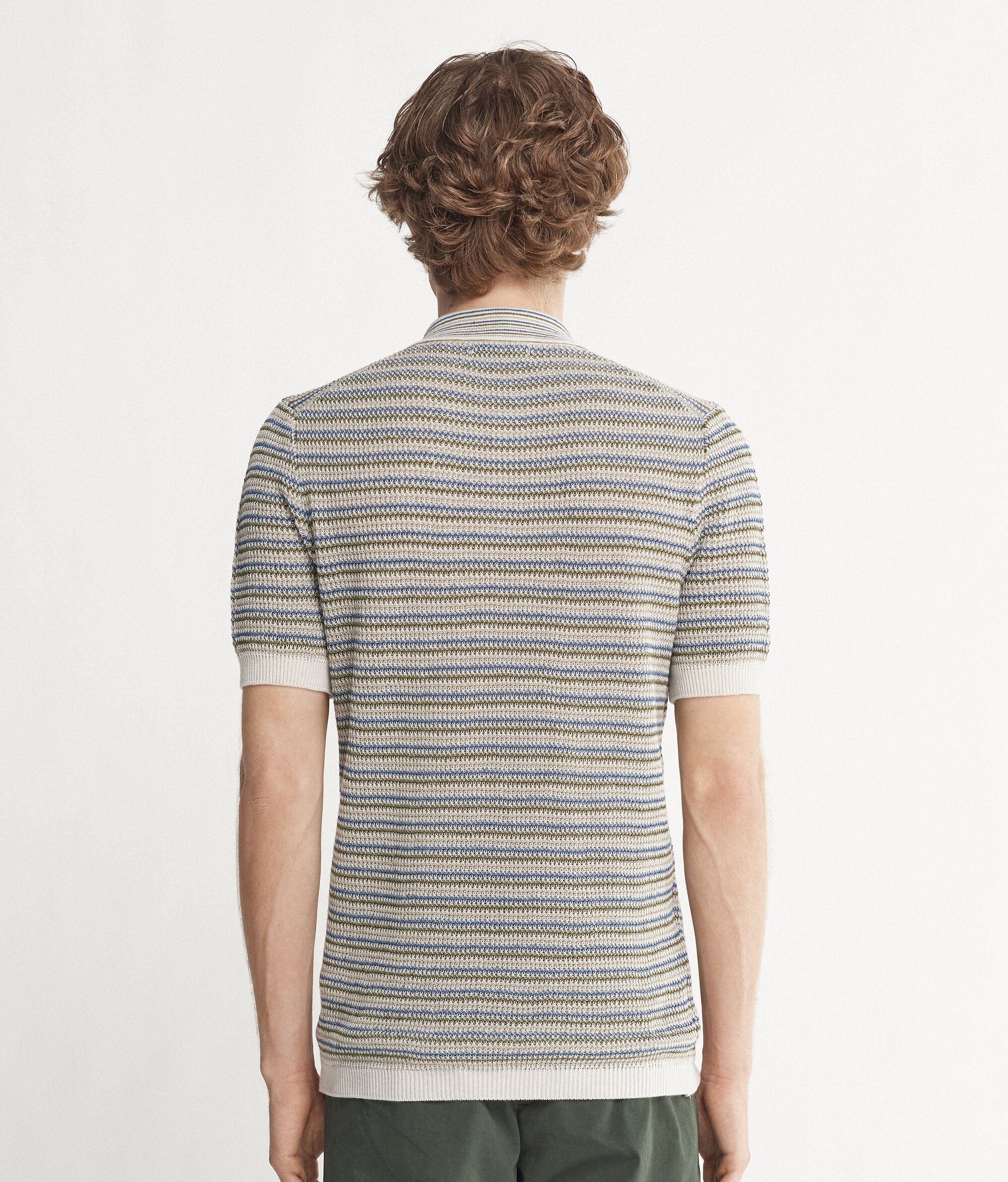 Striped Short-Sleeved Polo Shirt